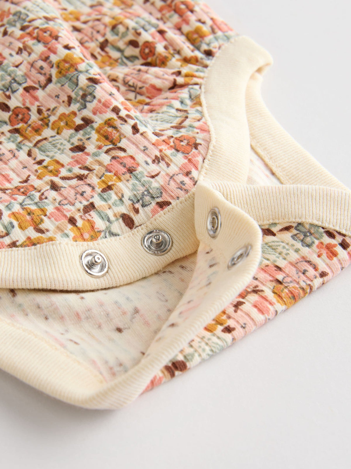 Blue/Cream/Coral Ditsy Baby Long Sleeve Frill Bodysuits 4 Pack (0mths-2yrs)