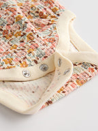 Blue/Cream/Coral Ditsy Baby Long Sleeve Frill Bodysuits 4 Pack (0mths-2yrs)