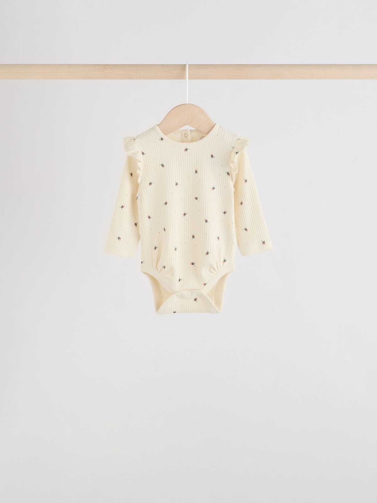 Blue/Cream/Coral Ditsy Baby Long Sleeve Frill Bodysuits 4 Pack (0mths-2yrs)