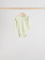 Blue/Cream/Coral Ditsy Baby Long Sleeve Frill Bodysuits 4 Pack (0mths-2yrs)