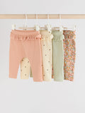 Sage Green/Coral/Ditsy Baby Leggings 4 Pack (0mths-2yrs)