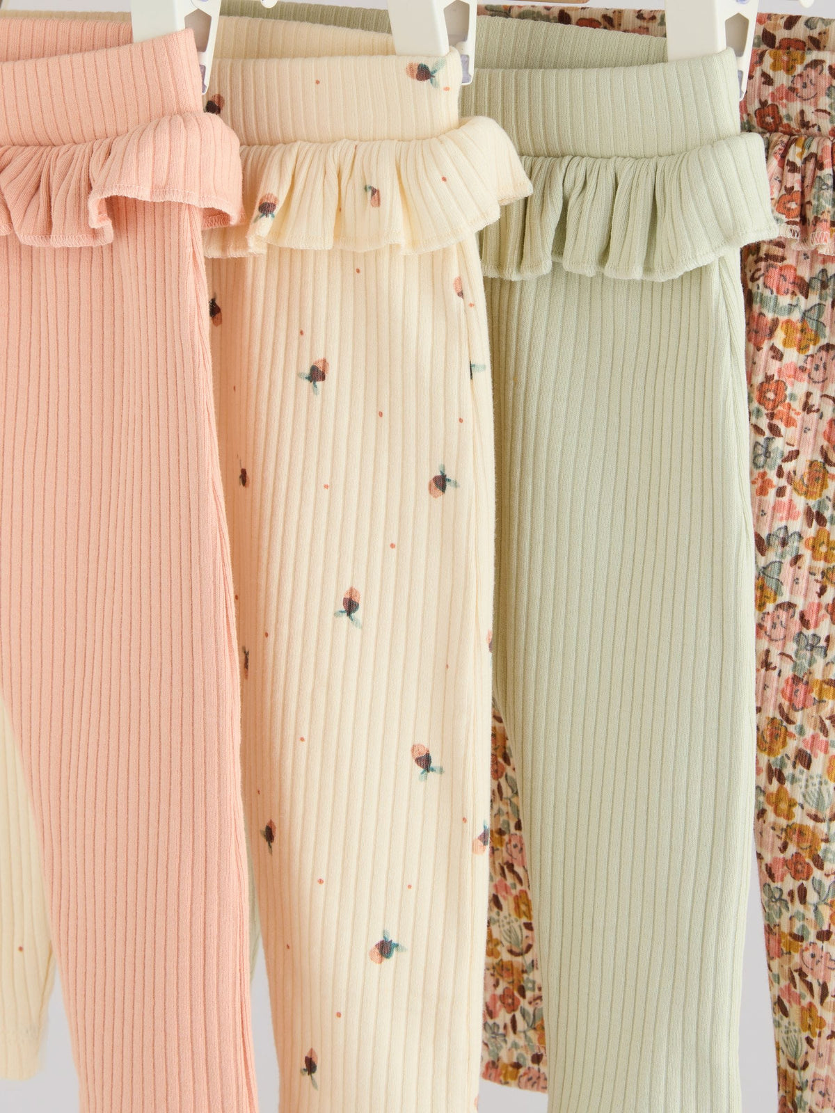 Sage Green/Coral/Ditsy Baby Leggings 4 Pack (0mths-2yrs)