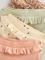 Sage Green/Coral/Ditsy Baby Leggings 4 Pack (0mths-2yrs)