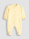 JoJo Maman Bébé Yellow 100% Cotton Popper Footed Embroidered Sleepsuit