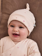 JoJo Maman Bébé Cream Heart Embroidered Cotton 2-Piece Sleepsuit and Hat Set