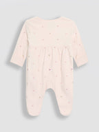 JoJo Maman Bébé Cream Heart Embroidered Cotton 2-Piece Sleepsuit and Hat Set