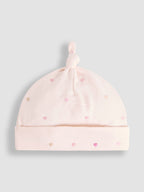 JoJo Maman Bébé Cream Heart Embroidered Cotton 2-Piece Sleepsuit and Hat Set