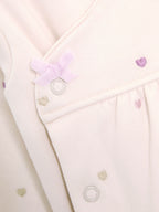 JoJo Maman Bébé Cream Heart Embroidered Cotton 2-Piece Sleepsuit and Hat Set
