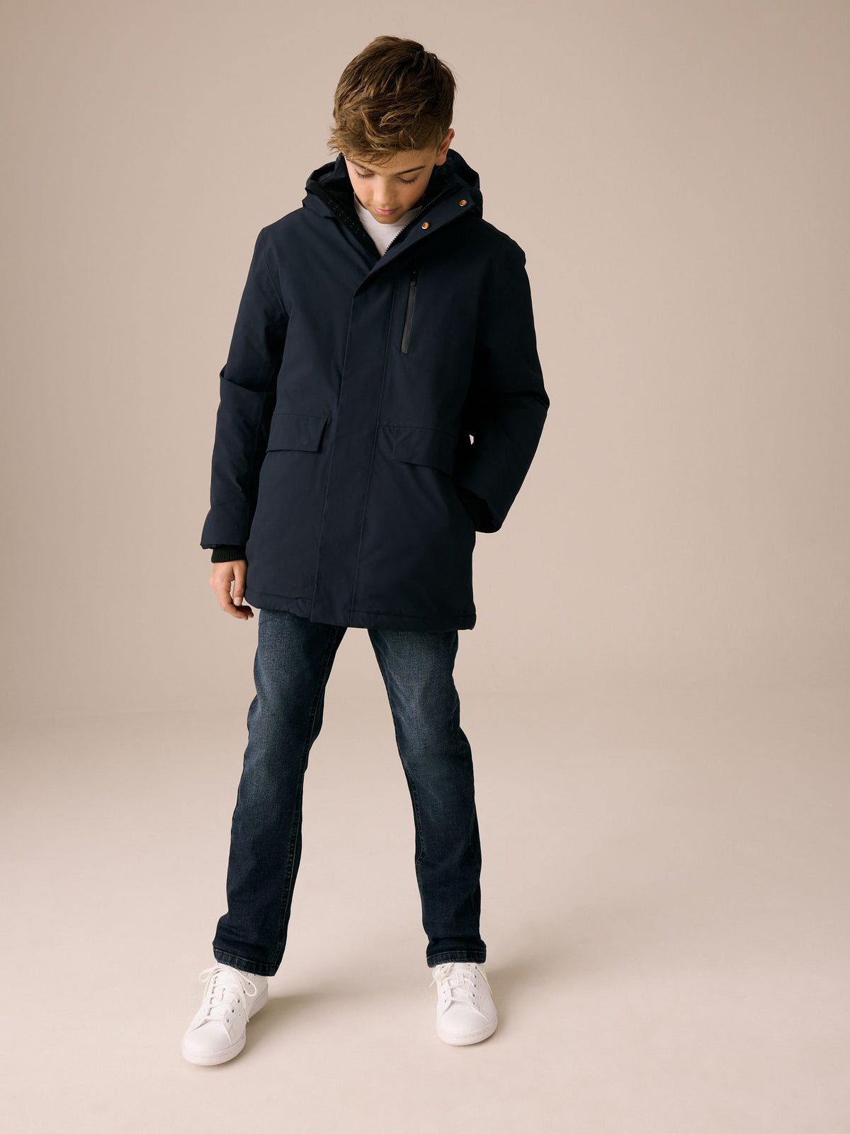 Navy Waterproof Parka Coat (3-17yrs)