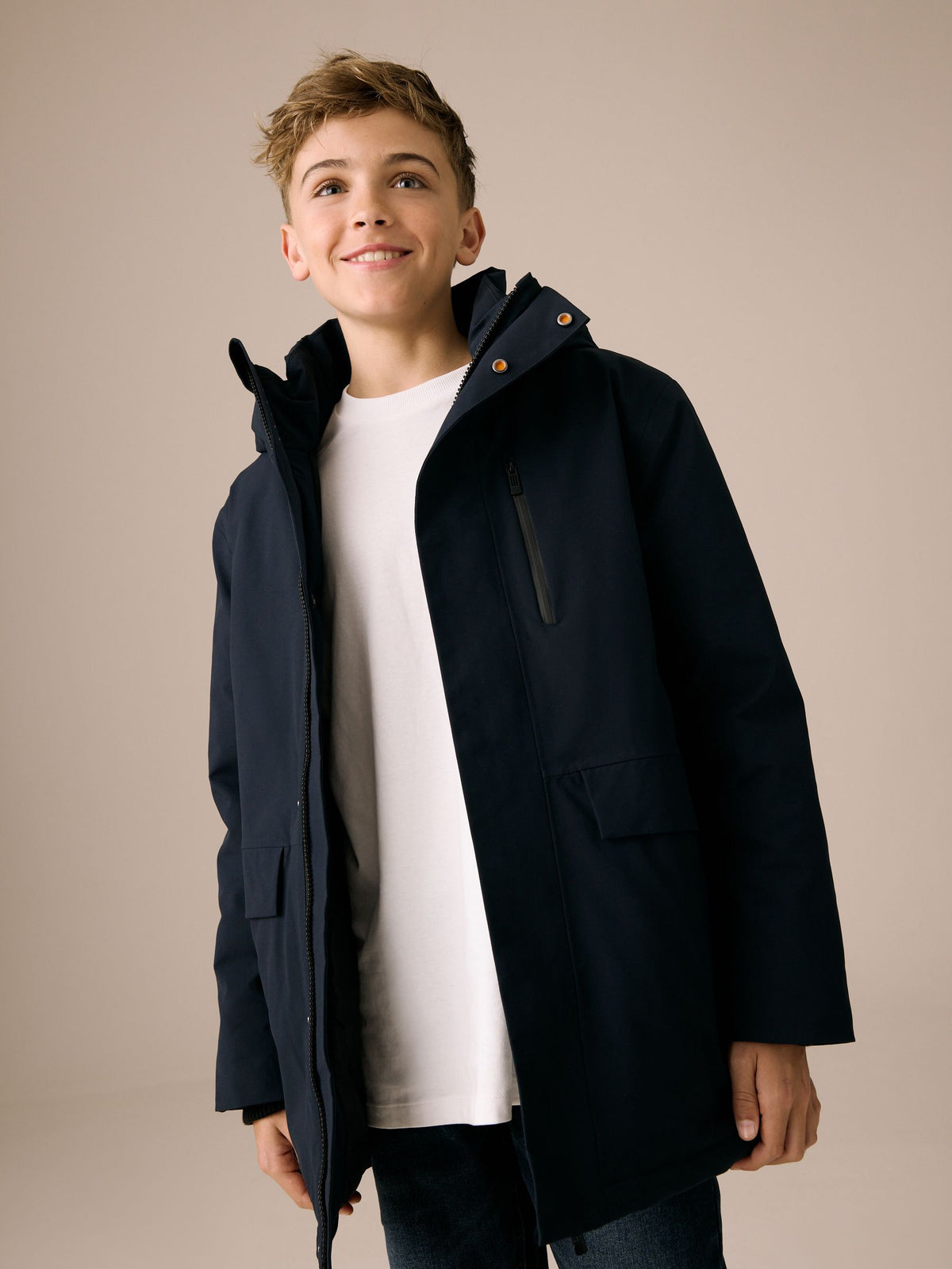 Navy Waterproof Parka Coat (3-17yrs)