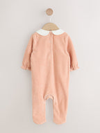 Pink Velour Baby Sleepsuit (0mths-3yrs)