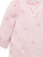Purebaby Pink Zip 100% Cotton Sleepsuit & Headband Set