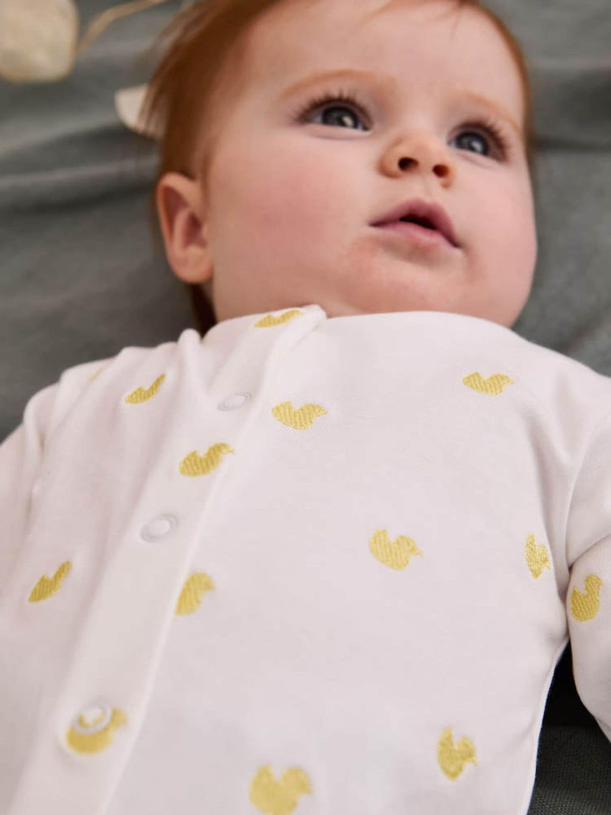 JoJo Maman Bébé Yellow Duck Cotton Duck Embroidered Sleepsuit