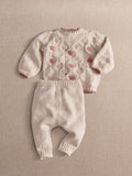 Mamas & Papas Cream Floral Knitted Jumper & Bottoms Set