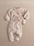Mamas & Papas Cream Floral Knitted Jumper & Bottoms Set
