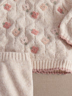 Mamas & Papas Cream Floral Knitted Jumper & Bottoms Set