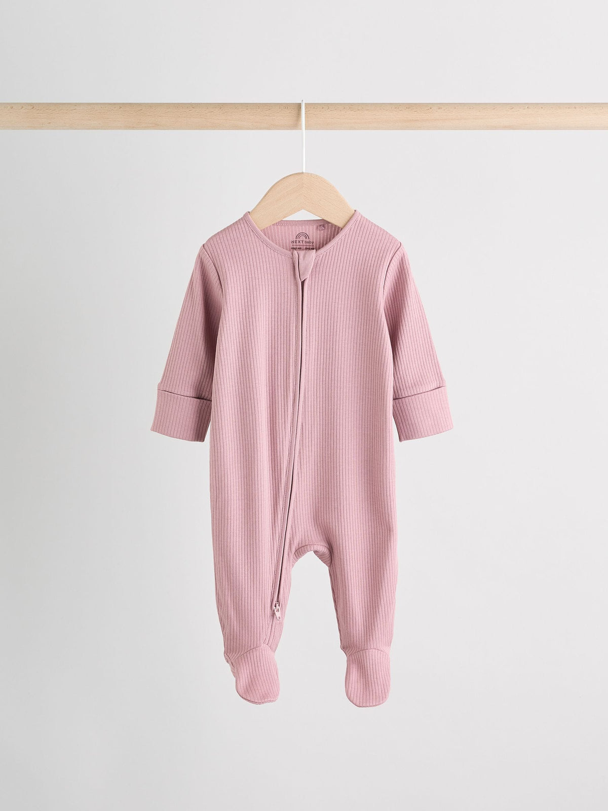 Pink 3 Pack Two Way Zip Baby Sleepsuits (0-2yrs)
