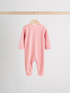 Pink 3 Pack Two Way Zip Baby Sleepsuits (0-2yrs)