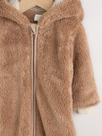Brown Hamish Hooded Baby Fleece Pramsuit (0-18mths)