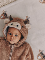 Brown Hamish Hooded Baby Fleece Pramsuit (0-18mths)