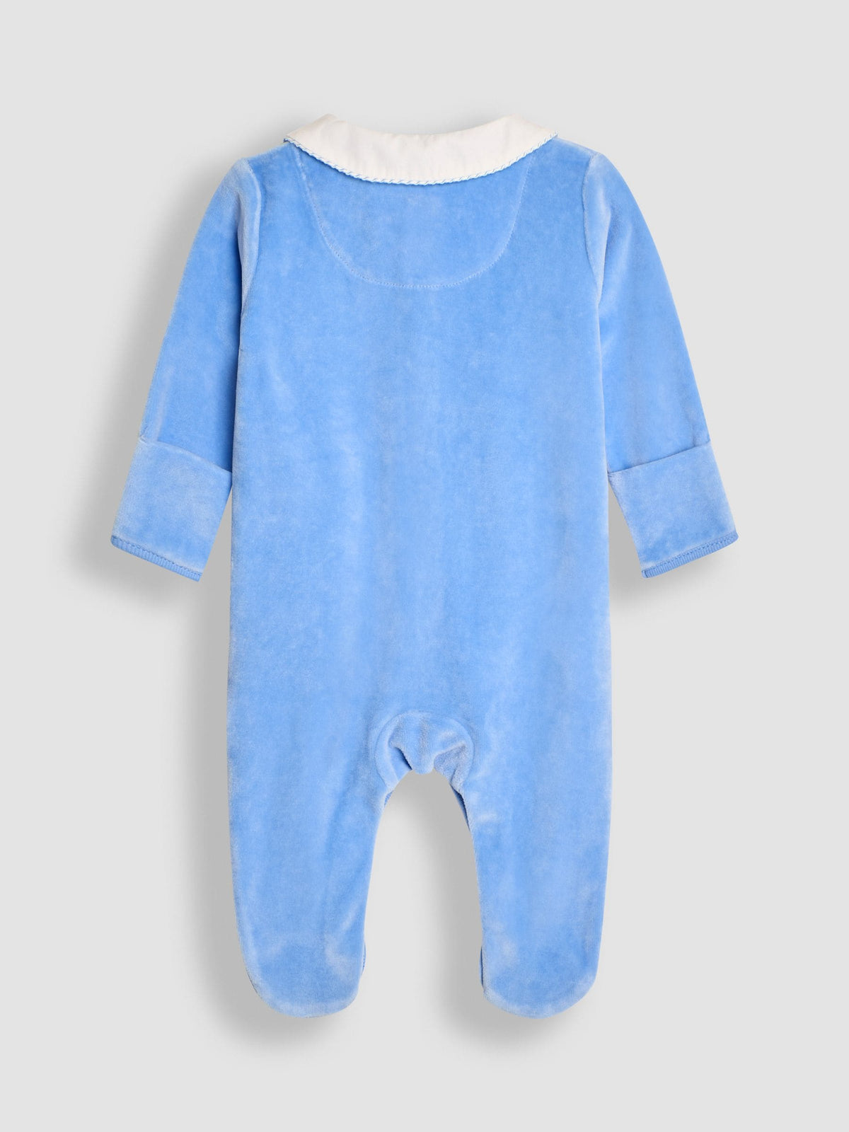 JoJo Maman Bébé Blue Bear Heart Appliqué Velour All-In-One
