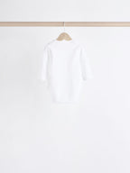 White Long Sleeve Rib Baby Bodysuits 5 Pack