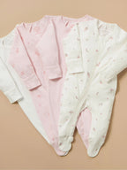Purebaby Pink Zip Sleepsuits 4 Pack