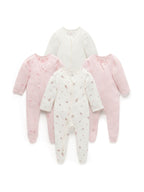 Purebaby Pink Zip Sleepsuits 4 Pack