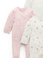 Purebaby Pink Zip Sleepsuits 4 Pack