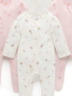 Purebaby Pink Zip Sleepsuits 4 Pack