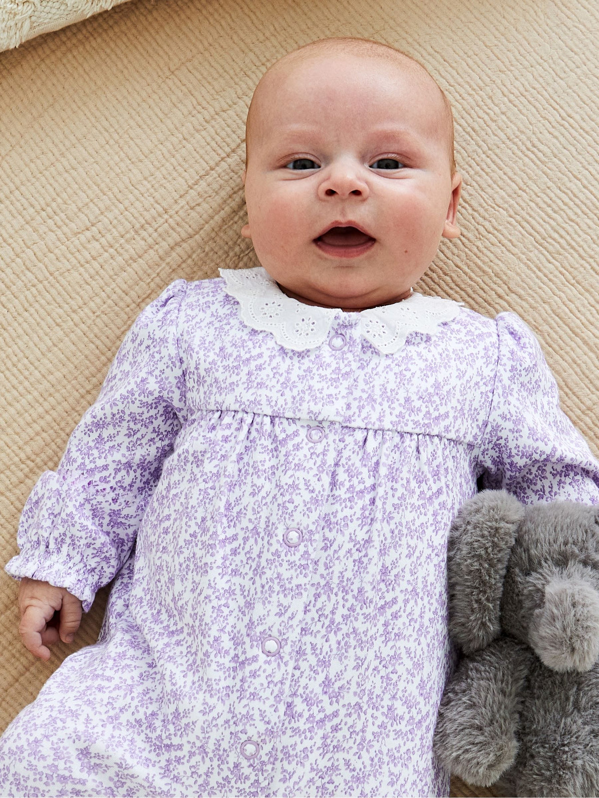 JoJo Maman Bébé Lilac Pretty Floral Sleepsuit