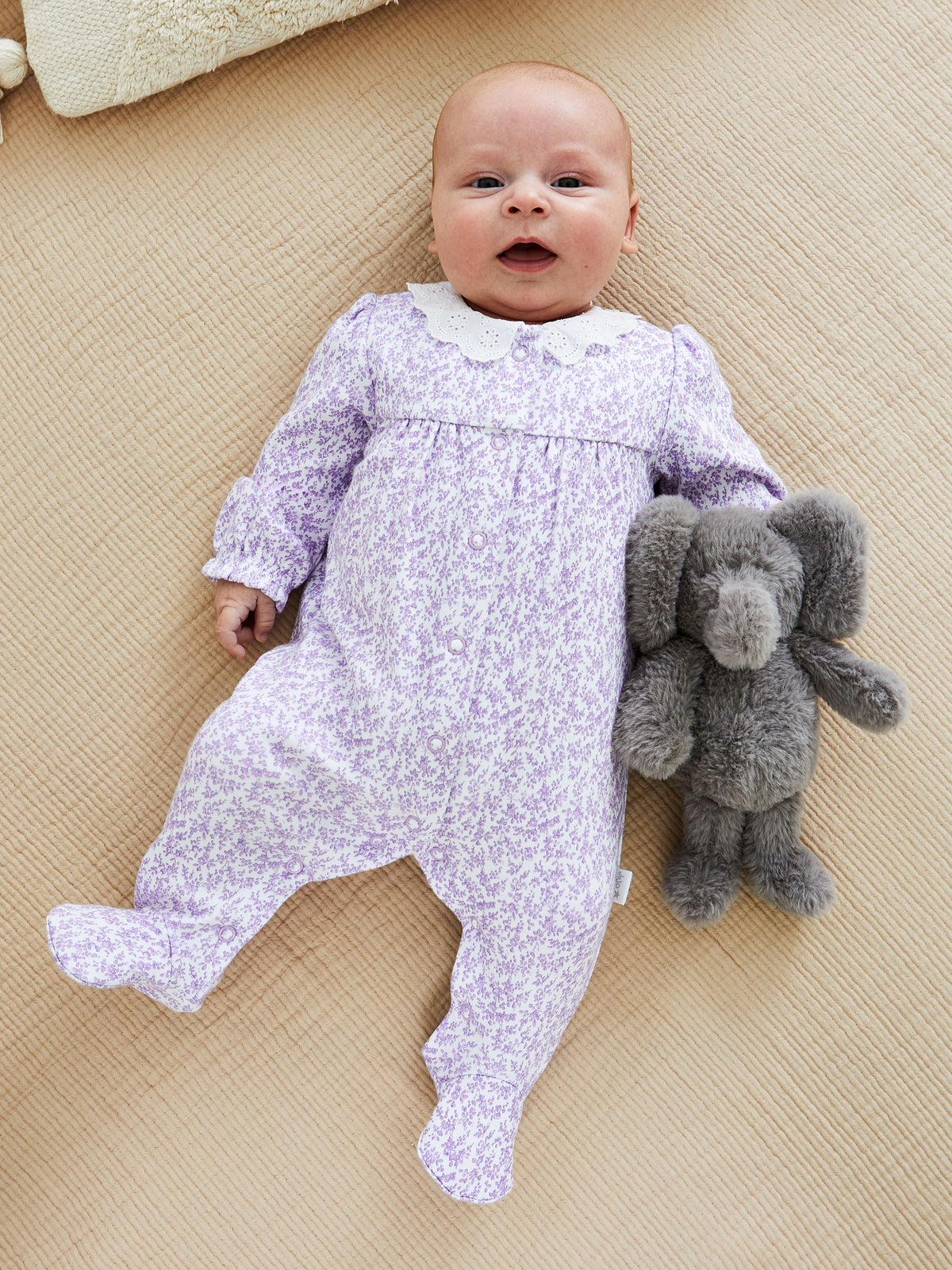 JoJo Maman Bébé Lilac Pretty Floral Sleepsuit