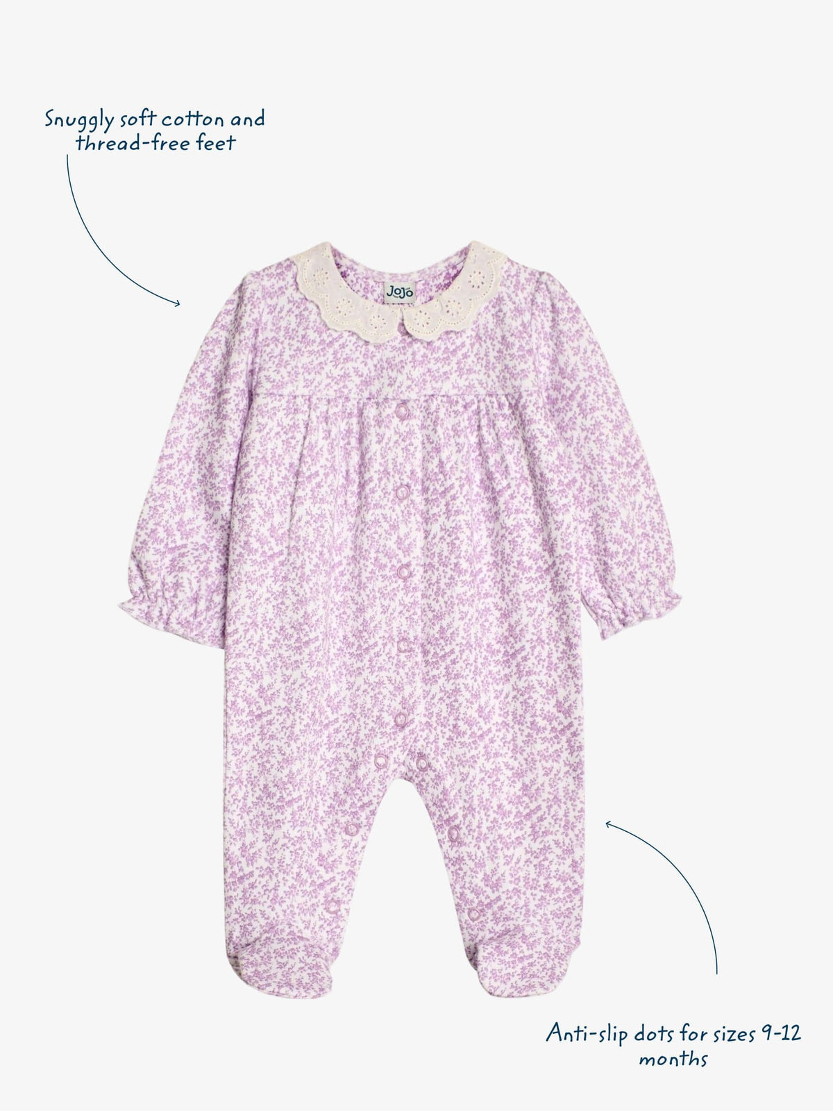 JoJo Maman Bébé Lilac Pretty Floral Sleepsuit