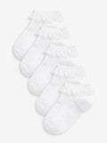 White 5 Pack Cotton Rich Ruffle Trainer Socks