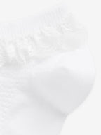 White 5 Pack Cotton Rich Ruffle Trainer Socks