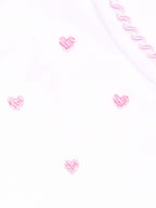 JoJo Maman Bébé Pink Heart Embroidered Cotton Baby Sleepsuit