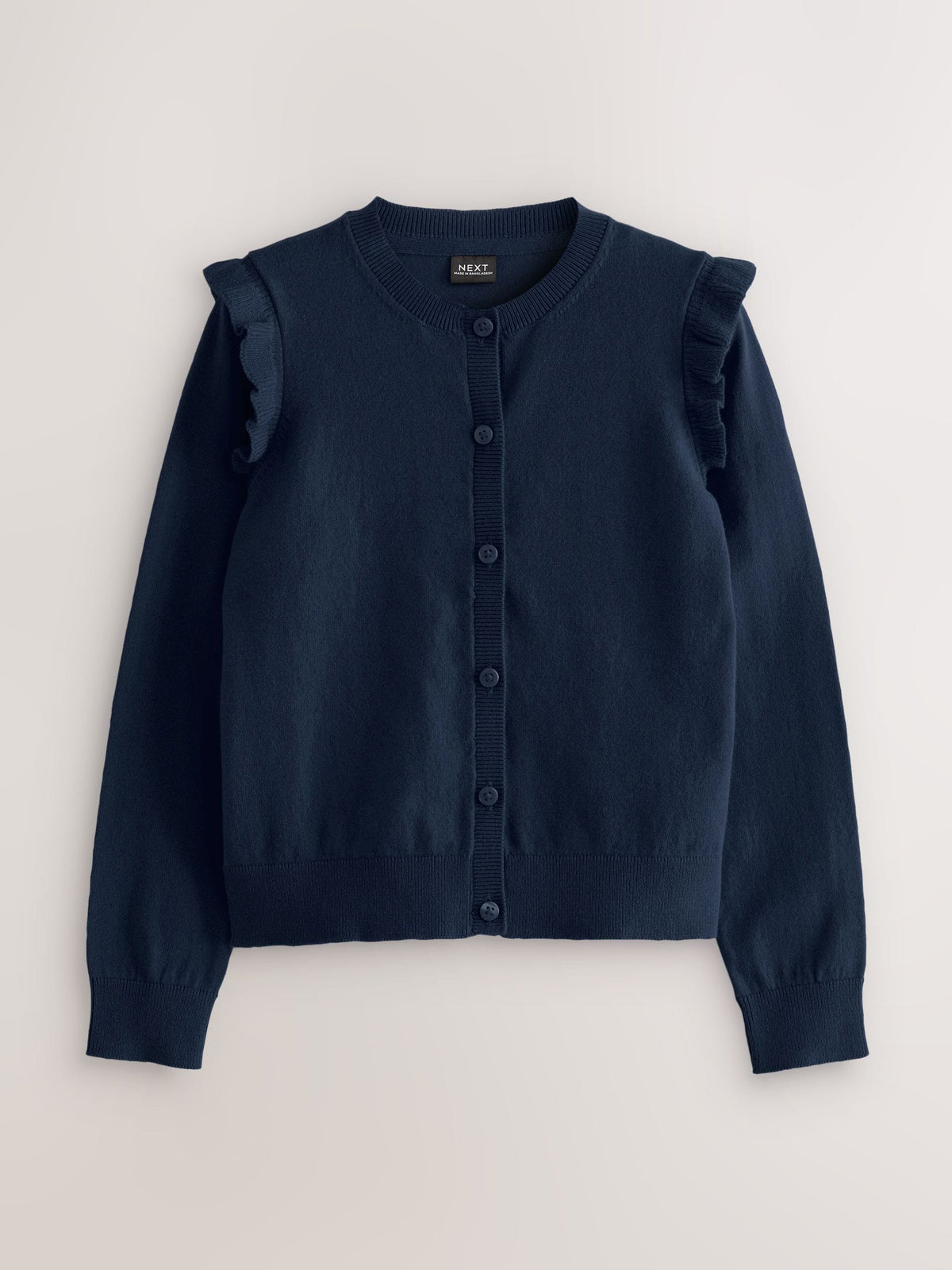 Navy Blue Cotton Rich Frill Shoulder School Cardigan (3-16yrs)