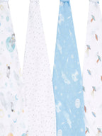 Aden & Anais Light Grey Essentials Muslin Blankets 4 Pack