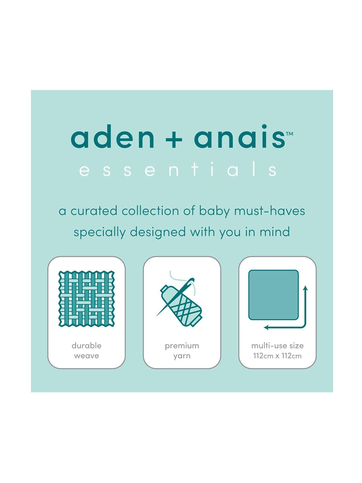 Aden & Anais Light Grey Essentials Muslin Blankets 4 Pack