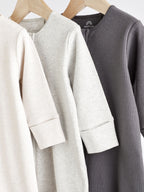 Neutral Baby Footless 2 Way Zip 100% Cotton Sleepsuits 3 Pack (0mths-3yrs)