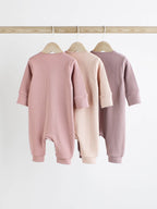 Pink 3 Pack Two Way Zip Baby Sleepsuits (0mths-3yrs)