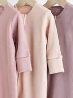 Pink 3 Pack Two Way Zip Baby Sleepsuits (0mths-3yrs)