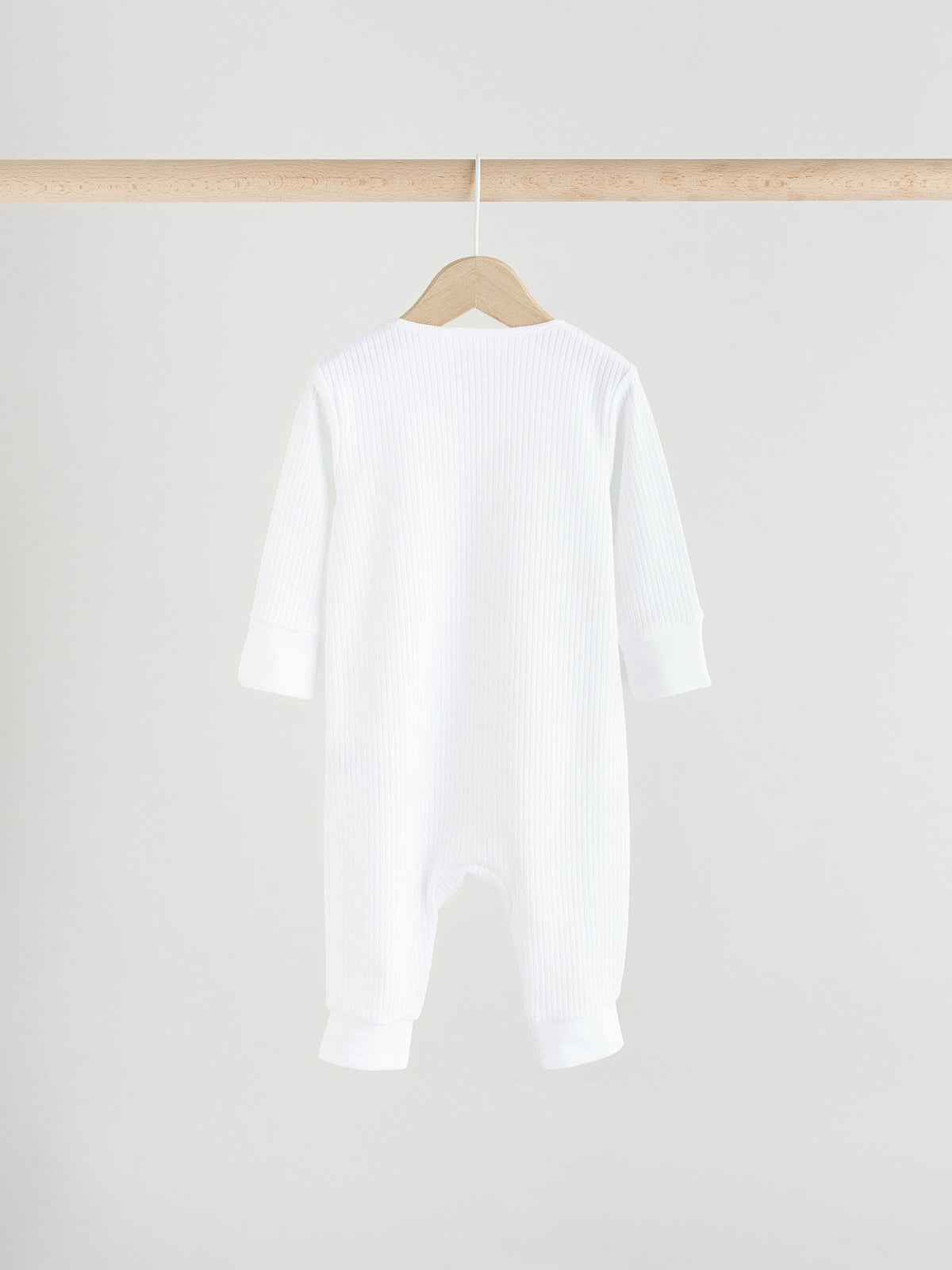 White 100% Cotton Two Way Zip Baby Footless Sleepsuits 3 Pack (0mths-2yrs)