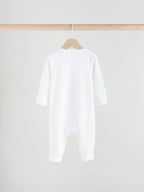 White 100% Cotton Two Way Zip Baby Footless Sleepsuits 3 Pack (0mths-2yrs)