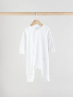 White 100% Cotton Two Way Zip Baby Footless Sleepsuits 3 Pack (0mths-2yrs)