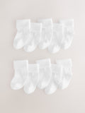 White Roll Top Baby Socks 10 Pack