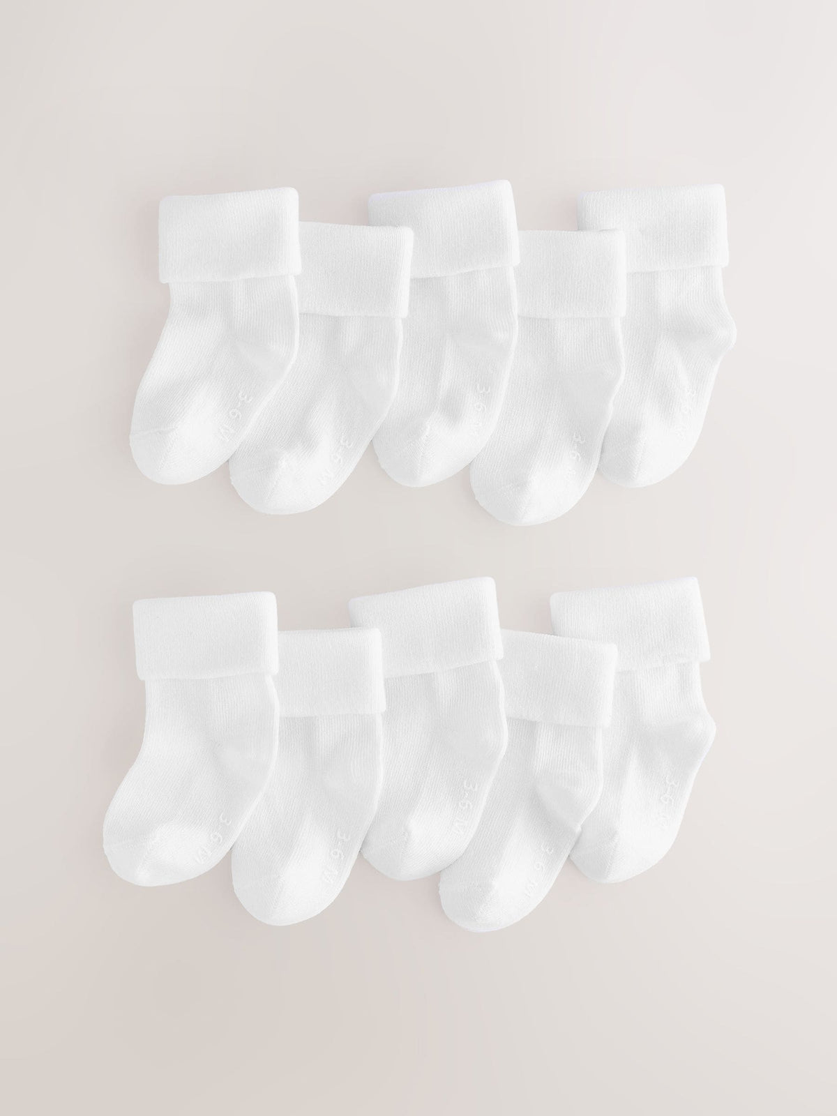 White Roll Top Baby Socks 10 Pack