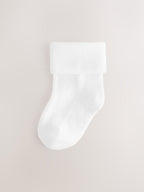 White Roll Top Baby Socks 10 Pack