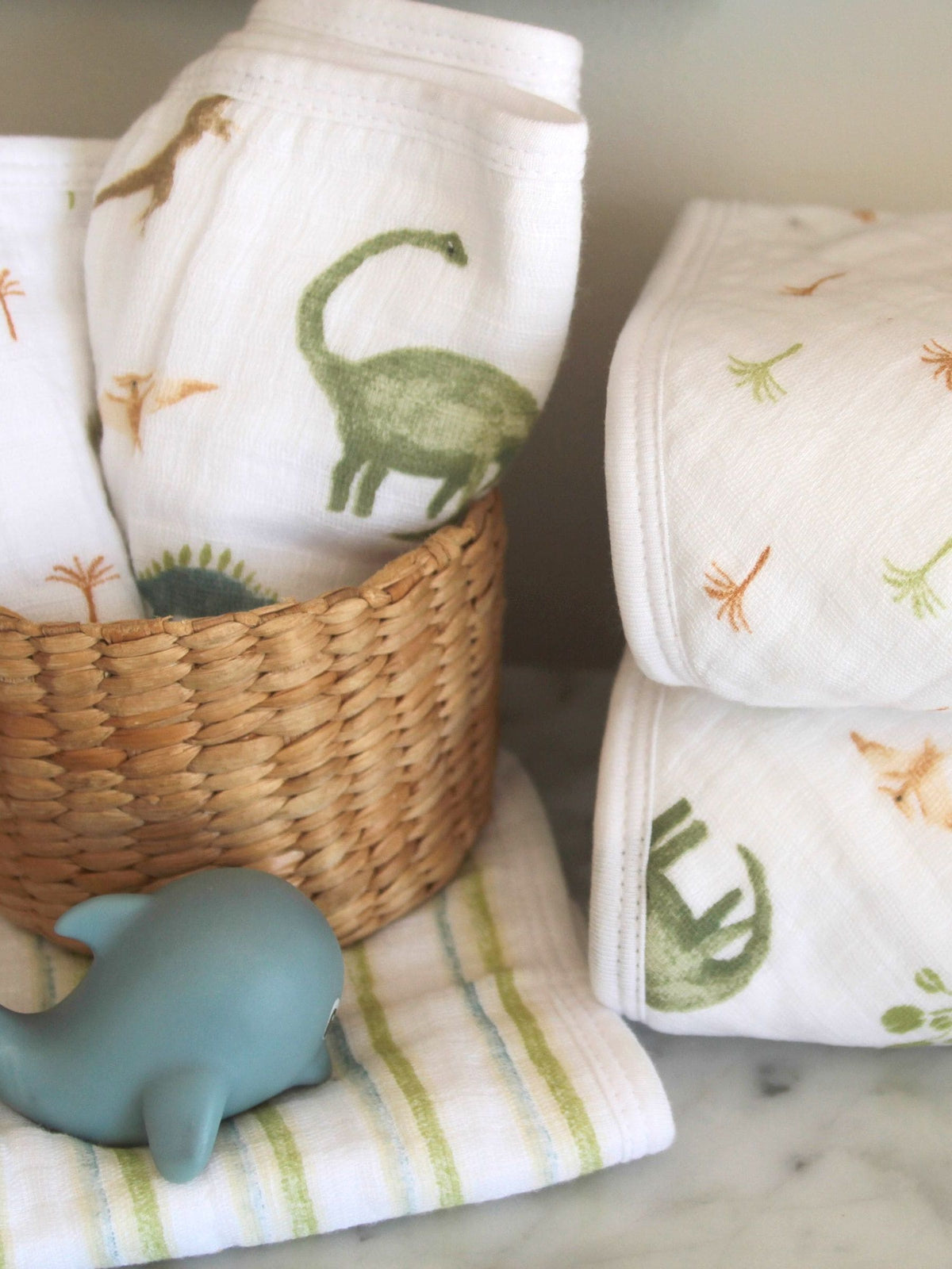 aden + anais White Essentials Dino Jungle Hooded 100% Cotton Towels 2 Pack