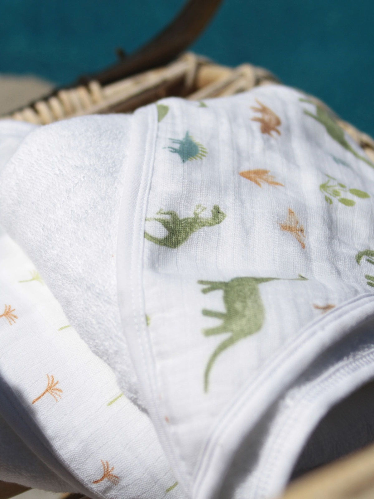 aden + anais White Essentials Dino Jungle Hooded 100% Cotton Towels 2 Pack